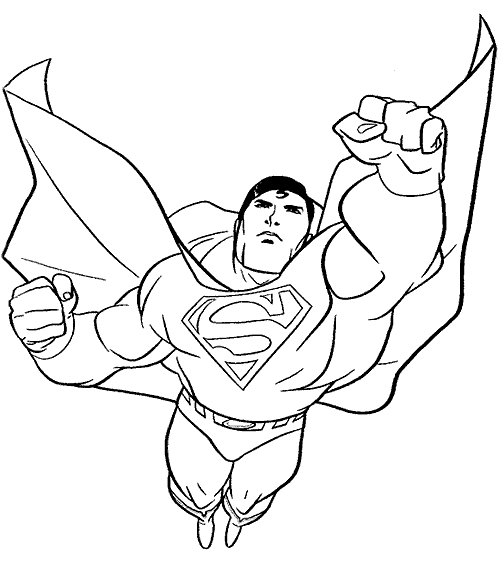 Coloriage Superman Avec Un Seul Poing En Avant - Super héros à imprimer