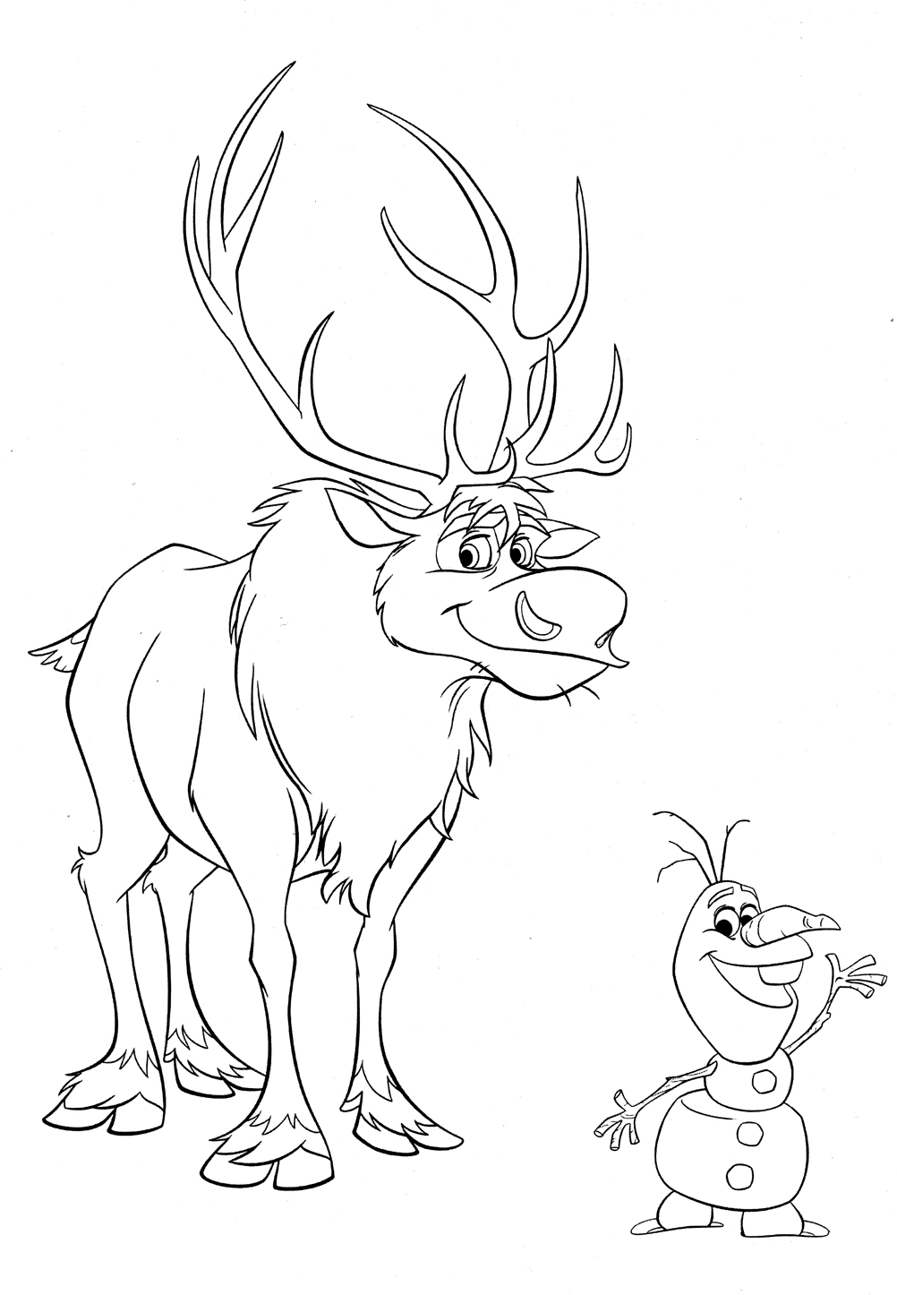 Coloriage Sven Et Olaf De La Reine Des Neiges Disney - Olaf à imprimer