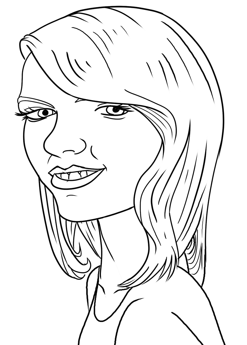 Coloriage Taylor Swift Humour - Célébrité à imprimer