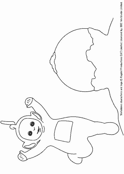 Coloriage Télétubbies jouant ensemble dans le jardin - Teletubbies à imprimer