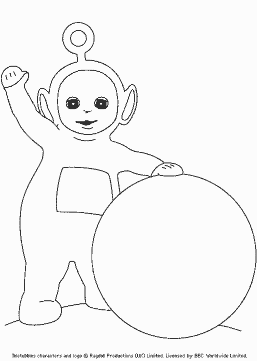 Coloriage Teletubby dansant avec ses amis magiques - Teletubbies à imprimer