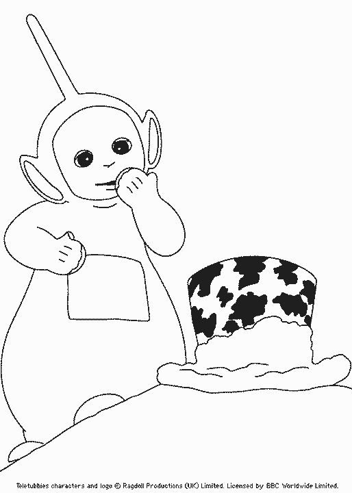 Coloriage Télétubbies jouant ensemble dans le jardin - Teletubbies à imprimer