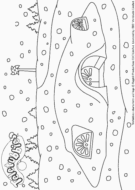 Coloriage Télétubbies courant dans leur monde coloré - Teletubbies à imprimer