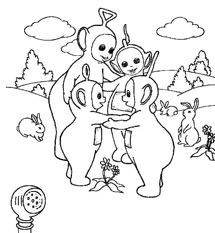 Coloriage Télétubbies et Custard - Teletubbies à imprimer