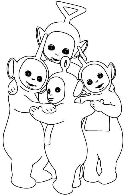 Coloriage Télétubbies dansant avec joie - Teletubbies à imprimer