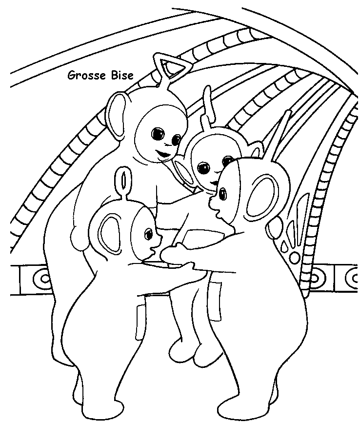 Coloriage Télétubbies jouant ensemble - Teletubbies à imprimer