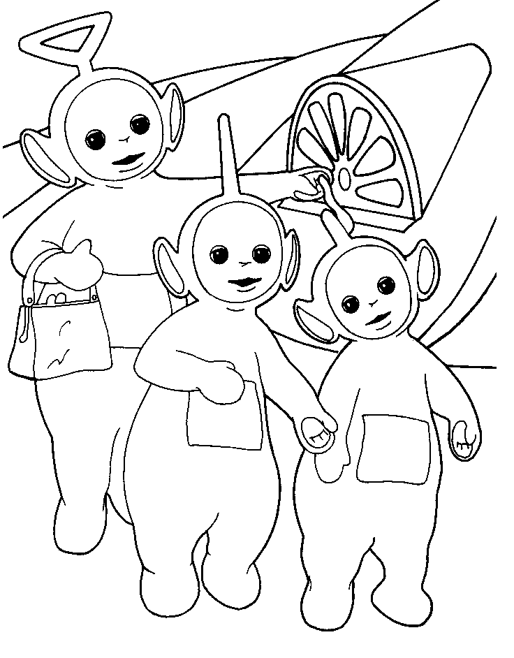 Coloriage Télétubbies en pique-nique - Teletubbies à imprimer