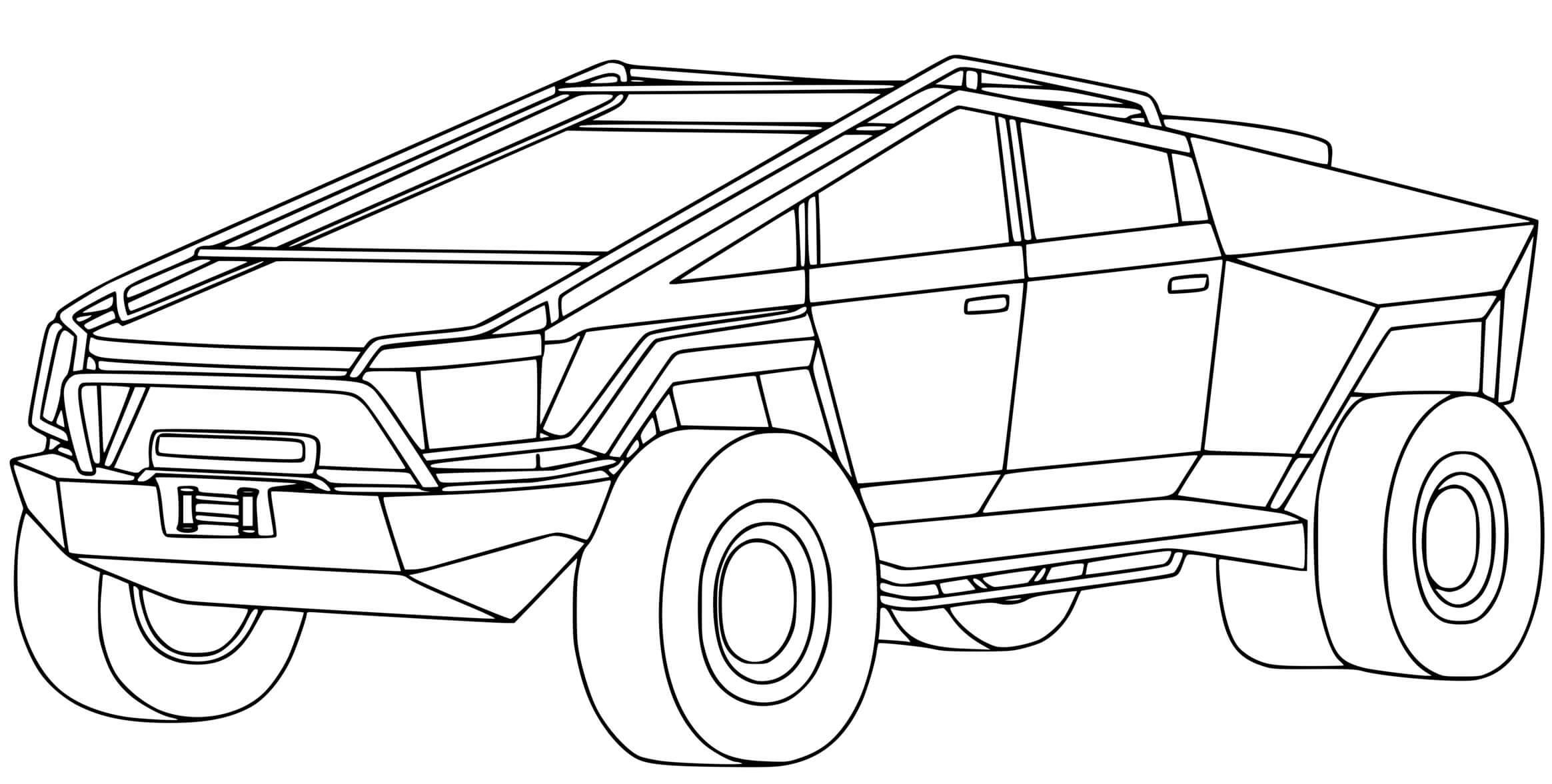 Coloriage Tesla Cybertruck - Voiture à imprimer