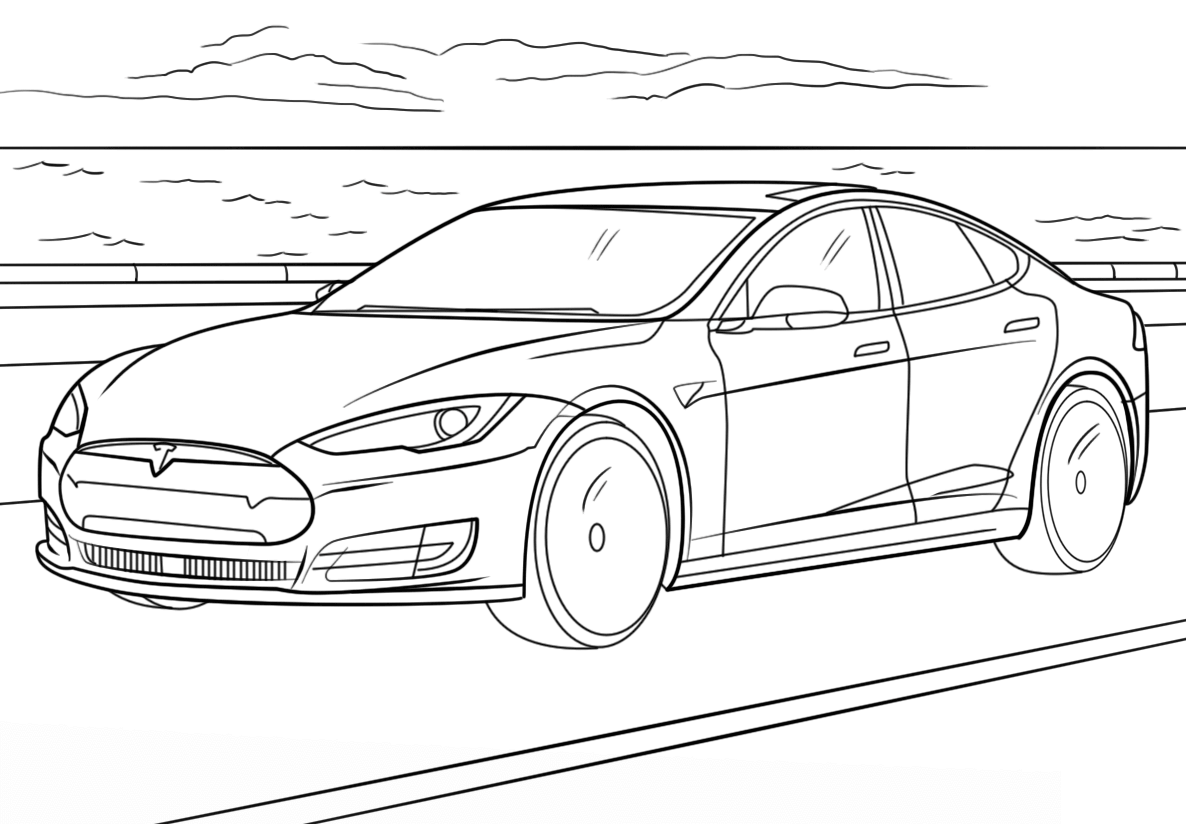 Coloriage Tesla Model S - Voiture à imprimer
