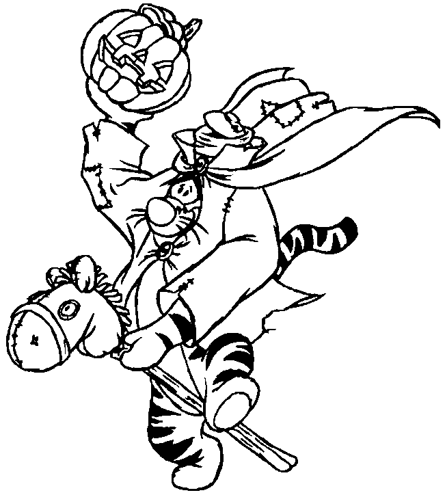 Coloriage Tigrou Déguisé Pour Halloween Apporte Une Citrouille - Halloween citrouille à imprimer