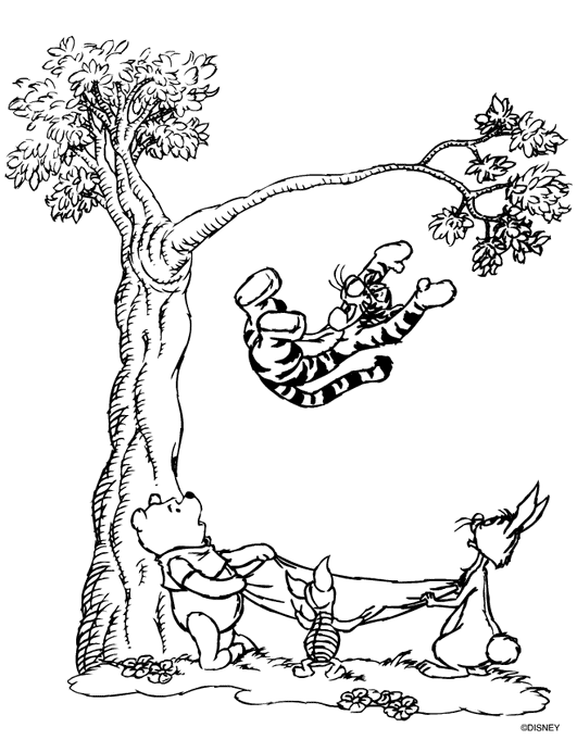 Coloriage Tigrou Saute D'Un Arbre - Arbre à imprimer