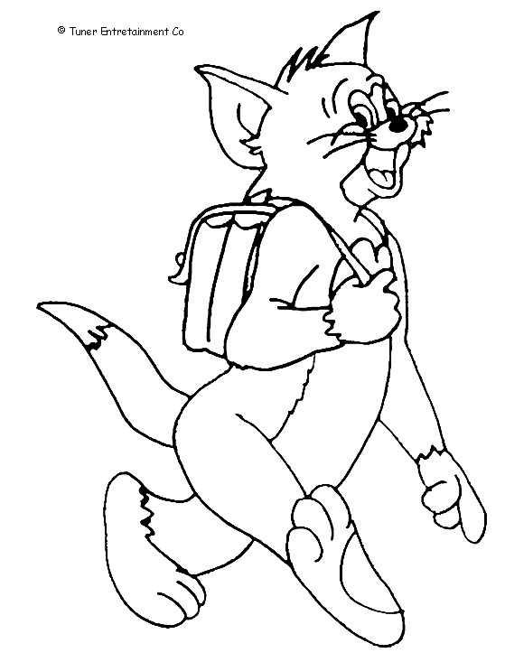 Coloriage Tom Avec Un Sac A Dos - Tom et jerry à imprimer