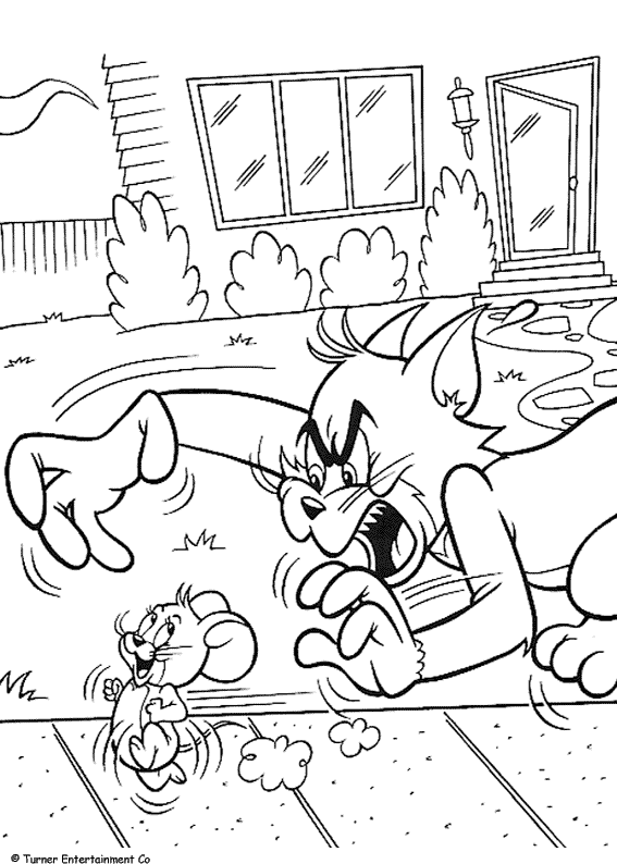 Coloriage Tom Essaie D'Attrapper Jerry - Tom et jerry à imprimer