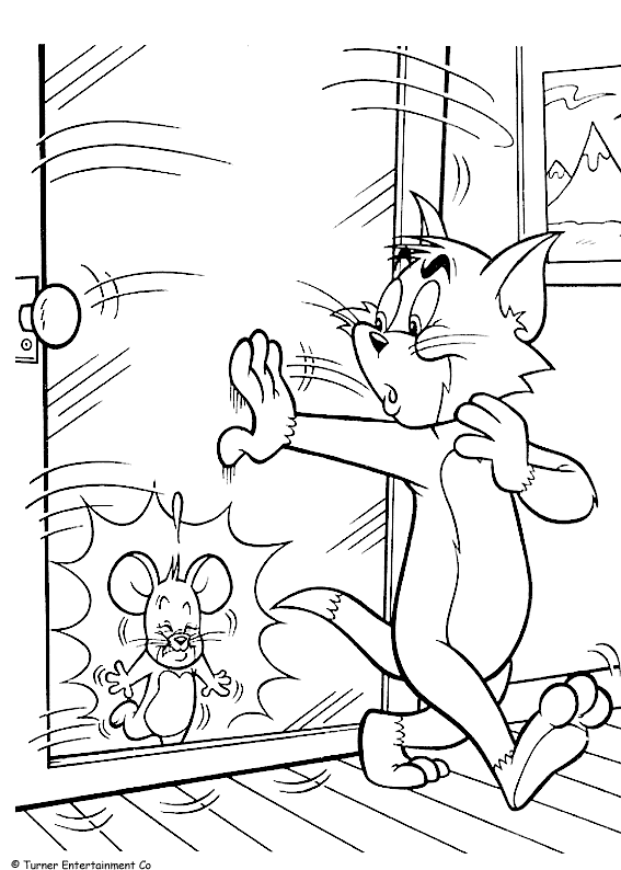 Coloriage Tom Ferme La Porte Au Nez De Jerry - Tom et jerry à imprimer