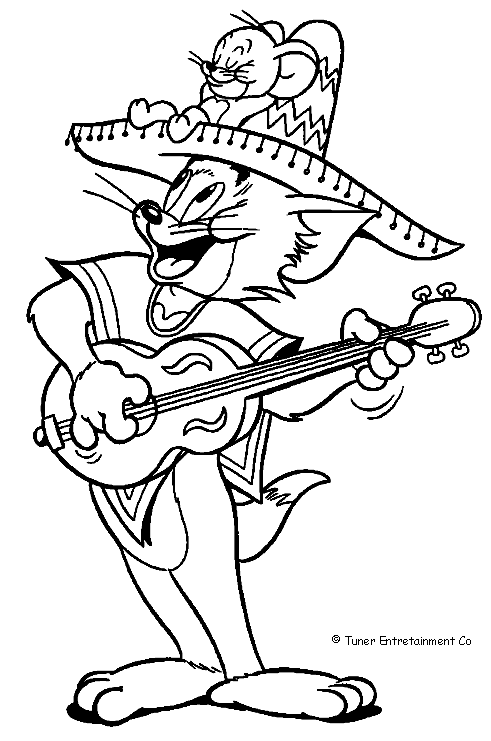 Coloriage Tom Joue De La Guitare - Tom et jerry à imprimer