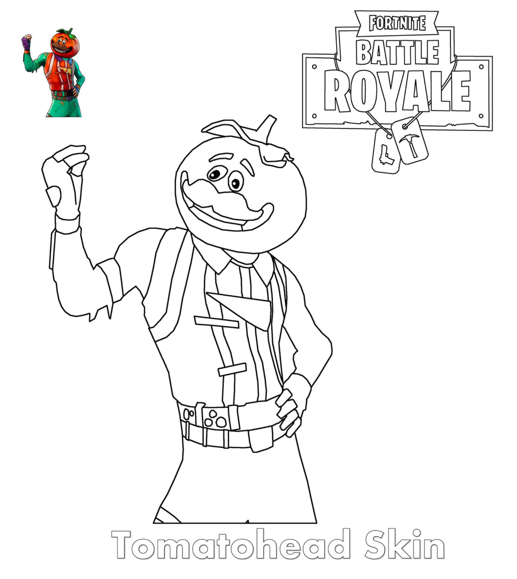 Coloriage Tomatohead Skin Fortnite - Fortnite à imprimer