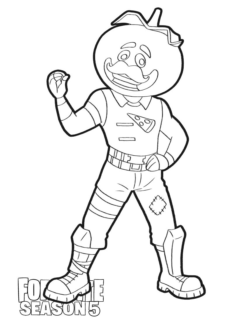 Coloriage Tomatohead Fortnite saison 5 en armure - Fortnite à imprimer