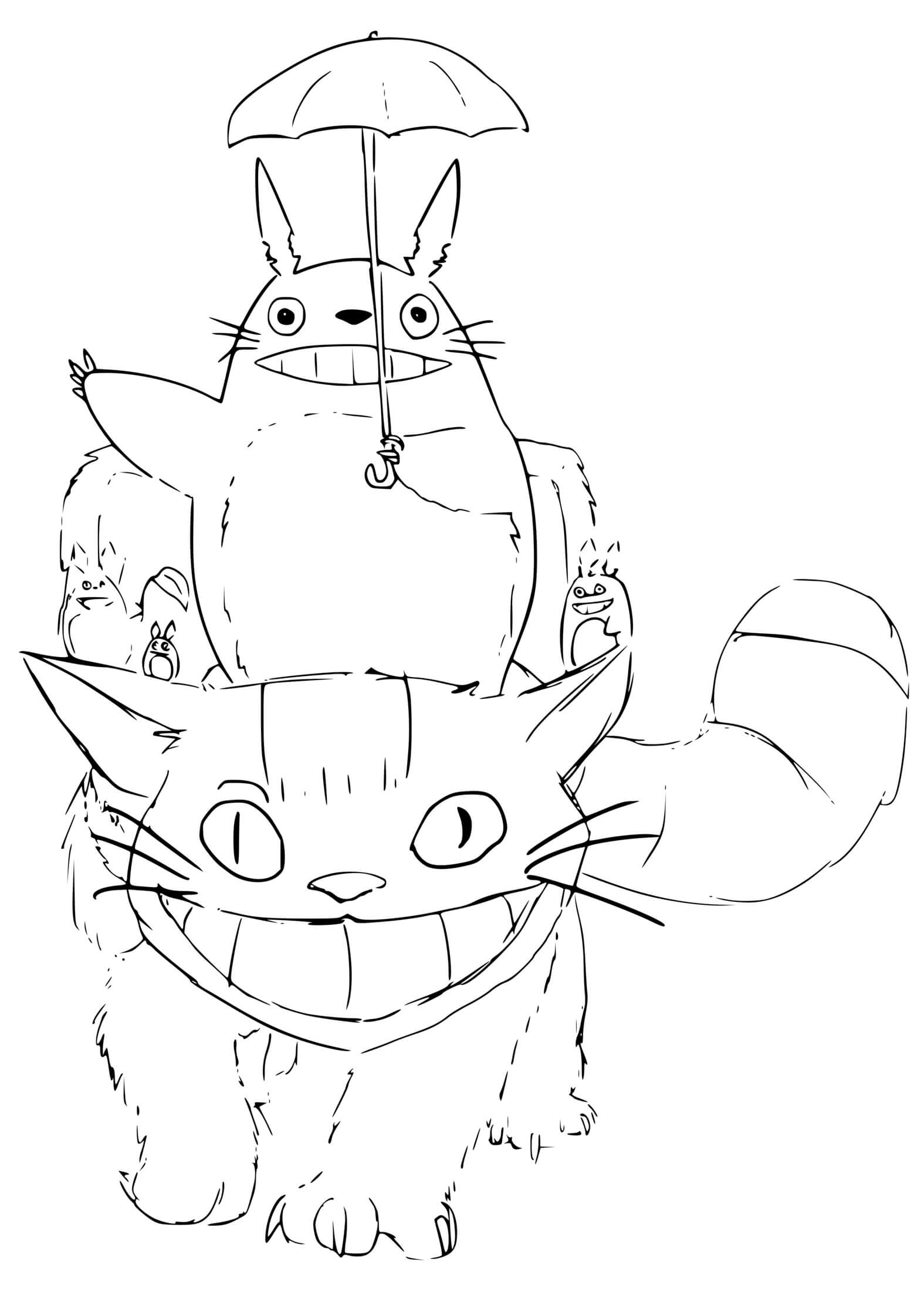 Coloriage Tororo Et Ses Amis - Totoro à imprimer