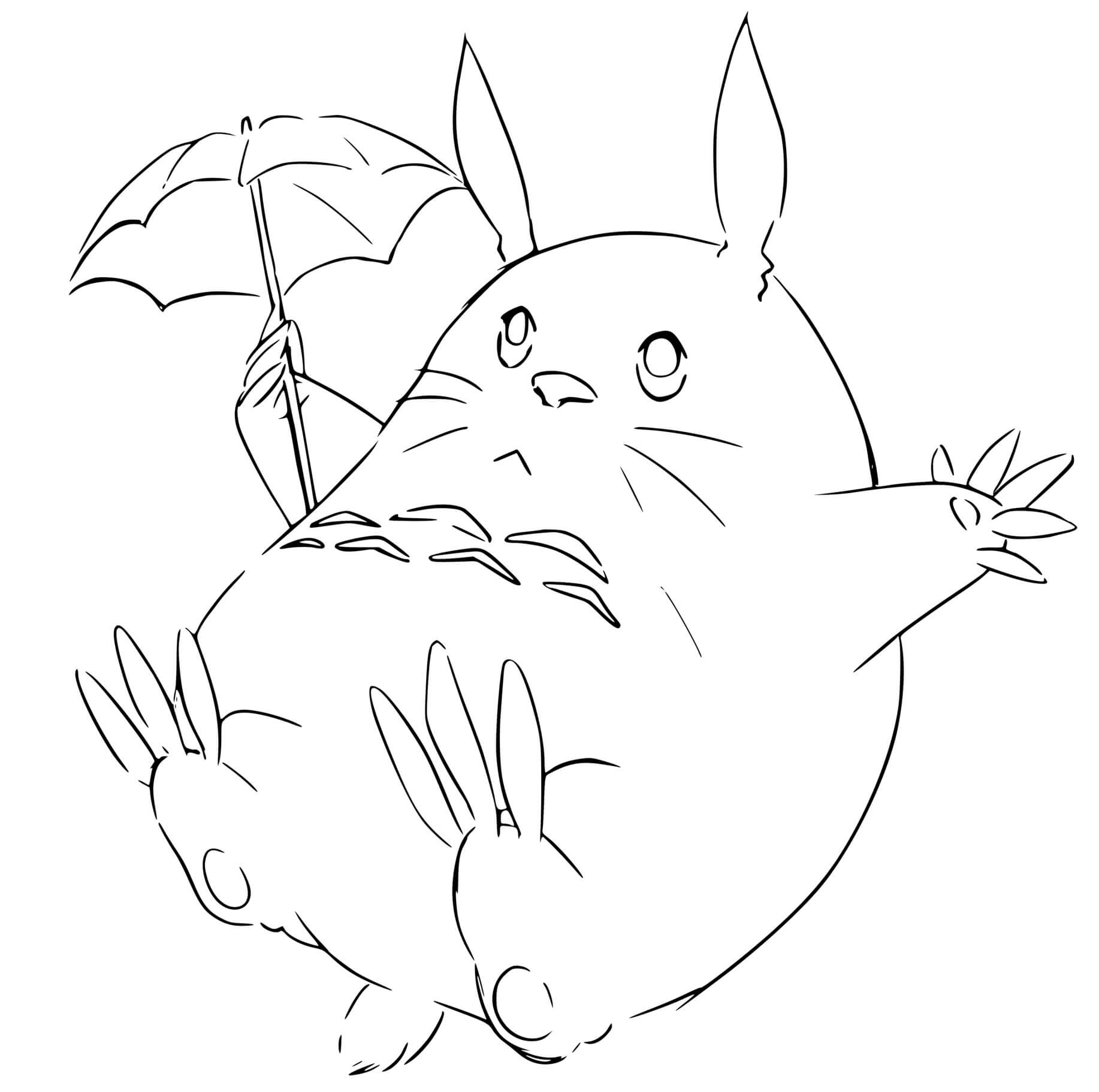 Coloriage Totoro Line Art Manga Anime - Totoro à imprimer