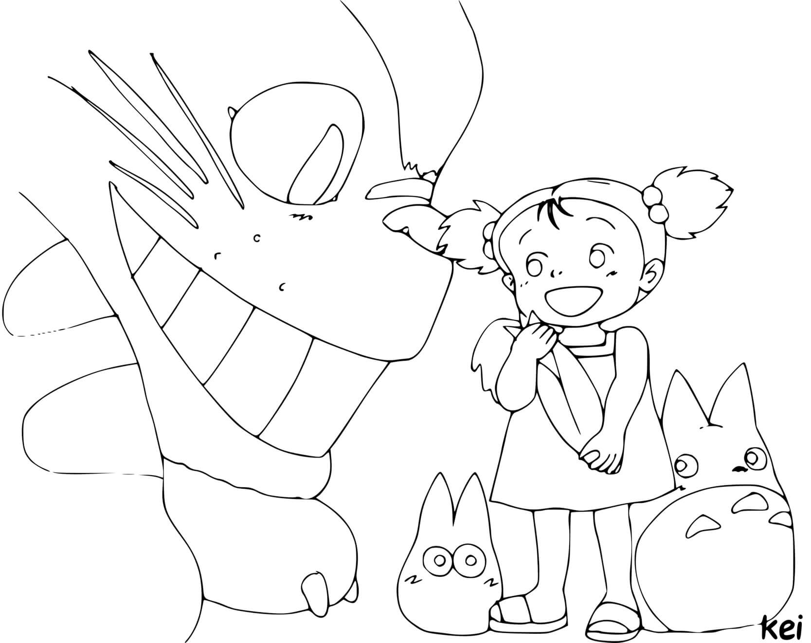Coloriage Totoro Et Mei Lusaka - Totoro à imprimer