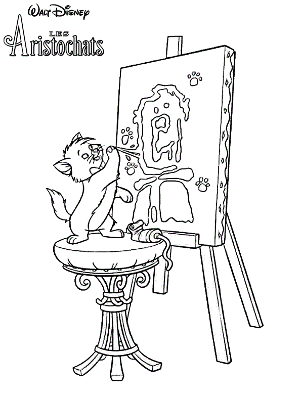 Coloriage Toulouse Fait De La Peinture Art Les Aristochats - Aristochats à imprimer