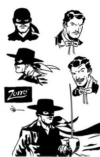 Coloriage Tous Les Visages De Zorro - Zorro à imprimer