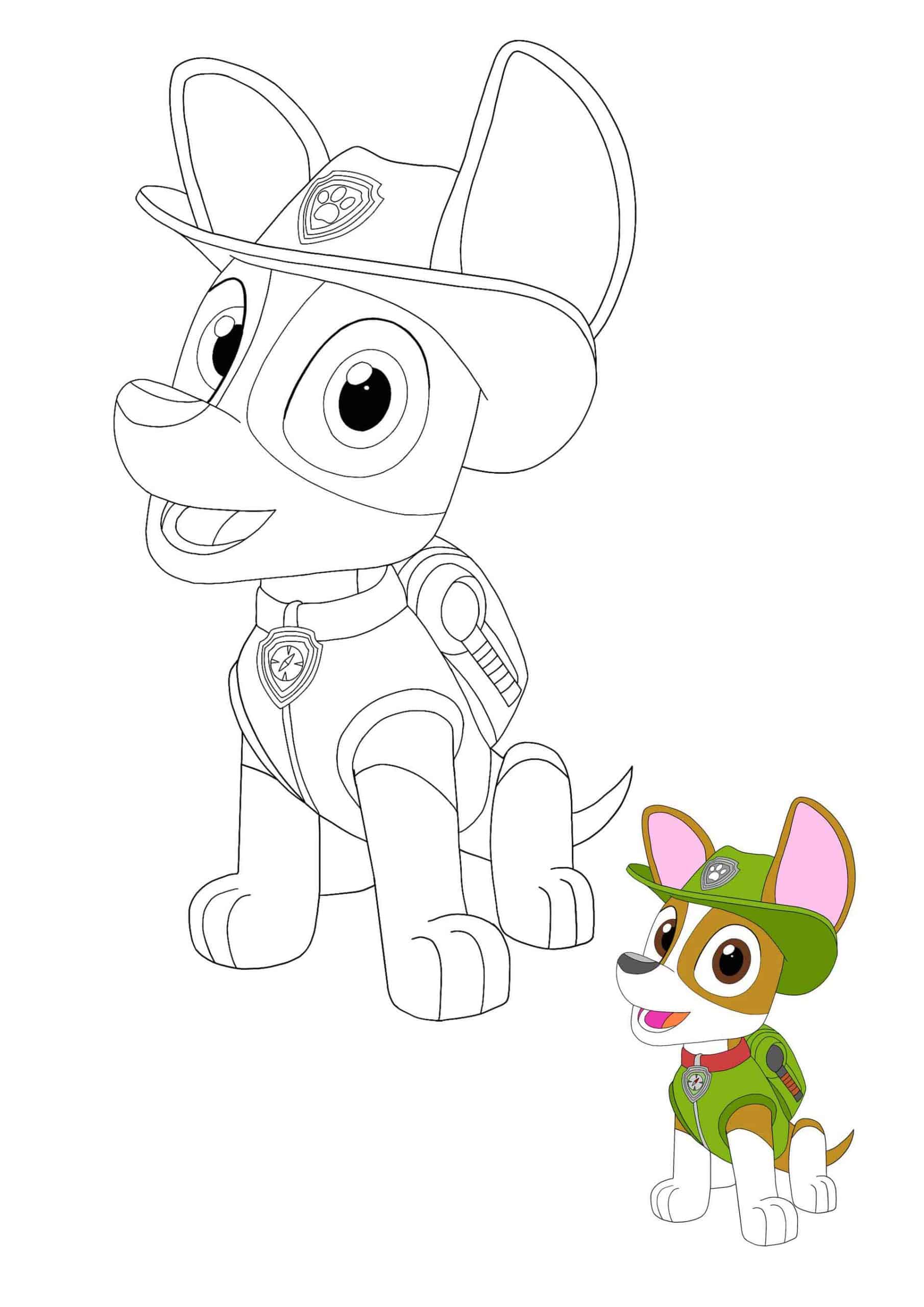 Coloriage Tracker et son quad explorateur Pat Patrouille - Paw patrol à imprimer