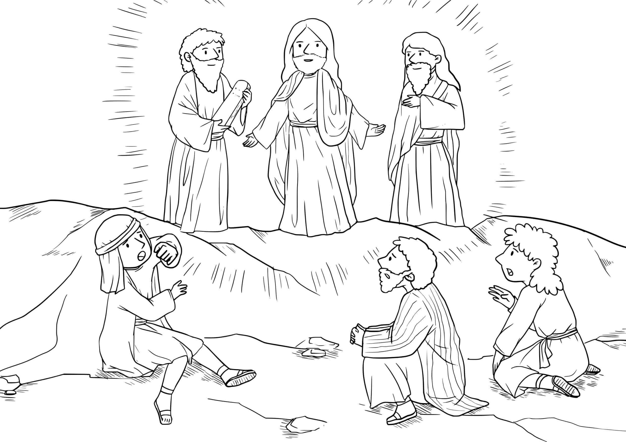 Coloriage Transfiguration de Jésus sur la montagne - Jésus à imprimer