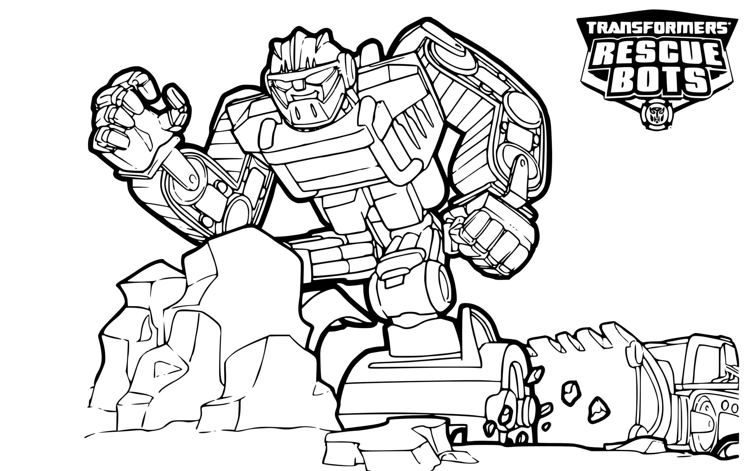 Coloriage Transformers Boulder Robot Sauvetage - Transformers à imprimer