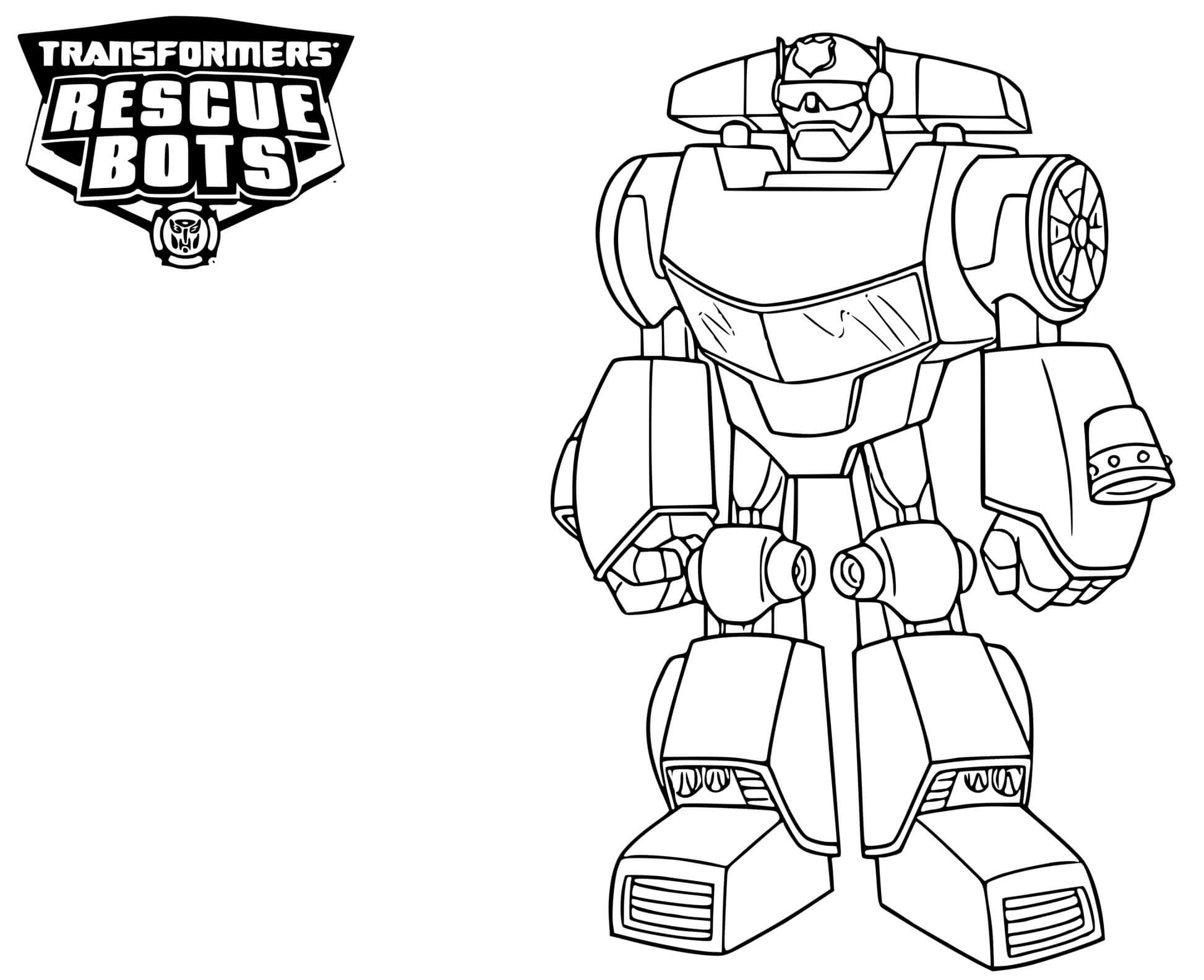 Coloriage Transformers Rescue Bots Chase - Transformers à imprimer