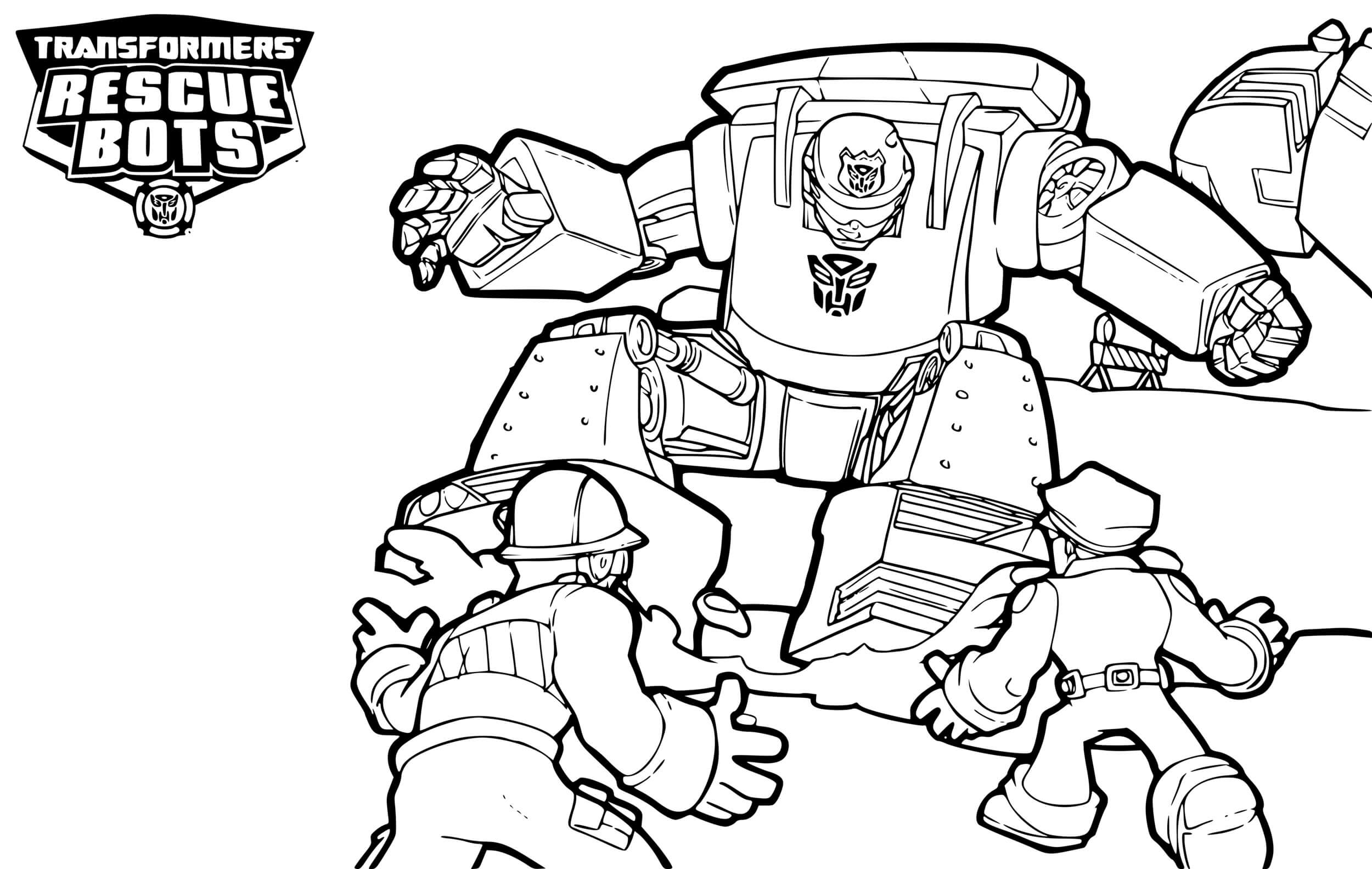 Coloriage Transformers Rescue Bots Working - Transformers à imprimer