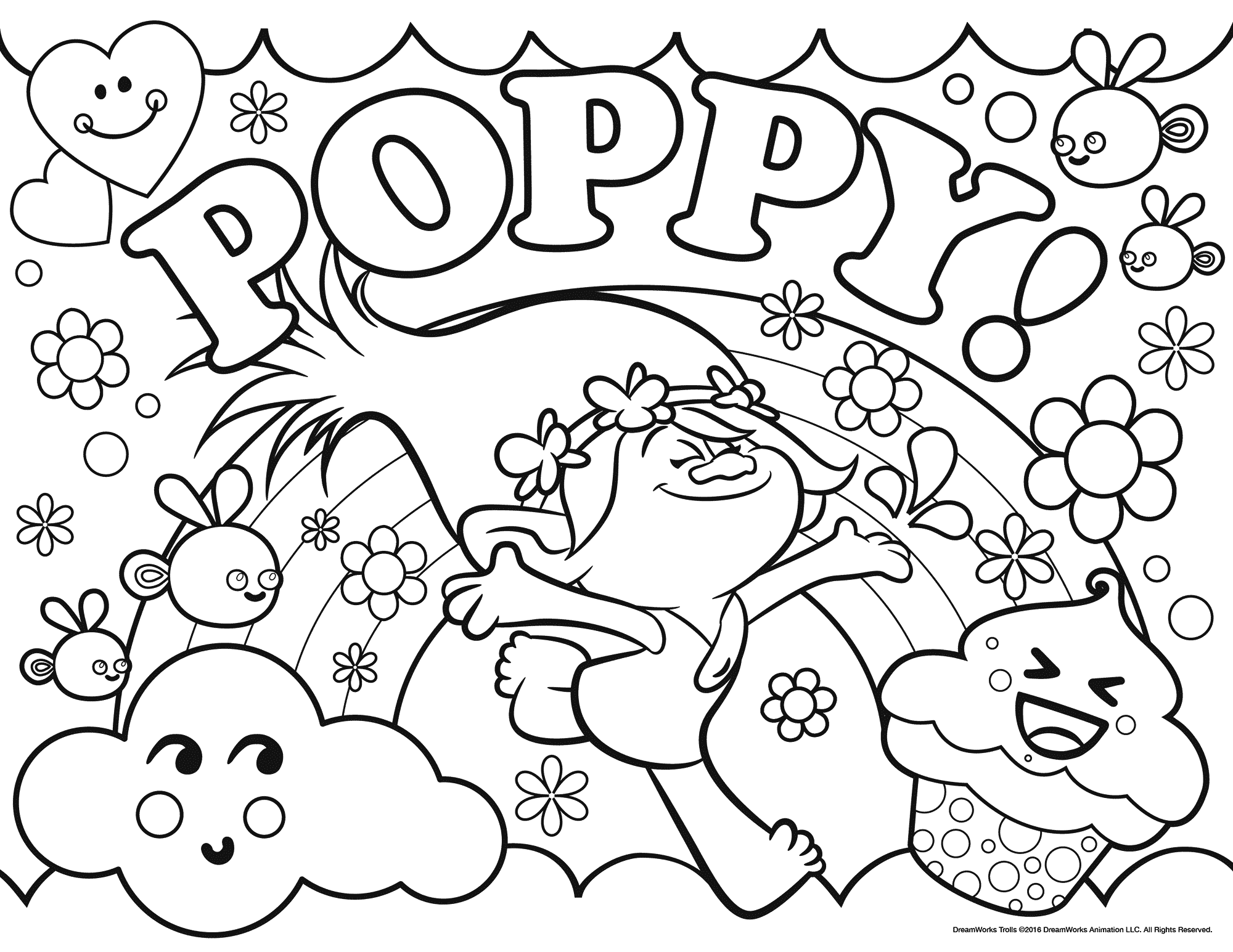 Coloriage Trolls Poppy - Trolls à imprimer