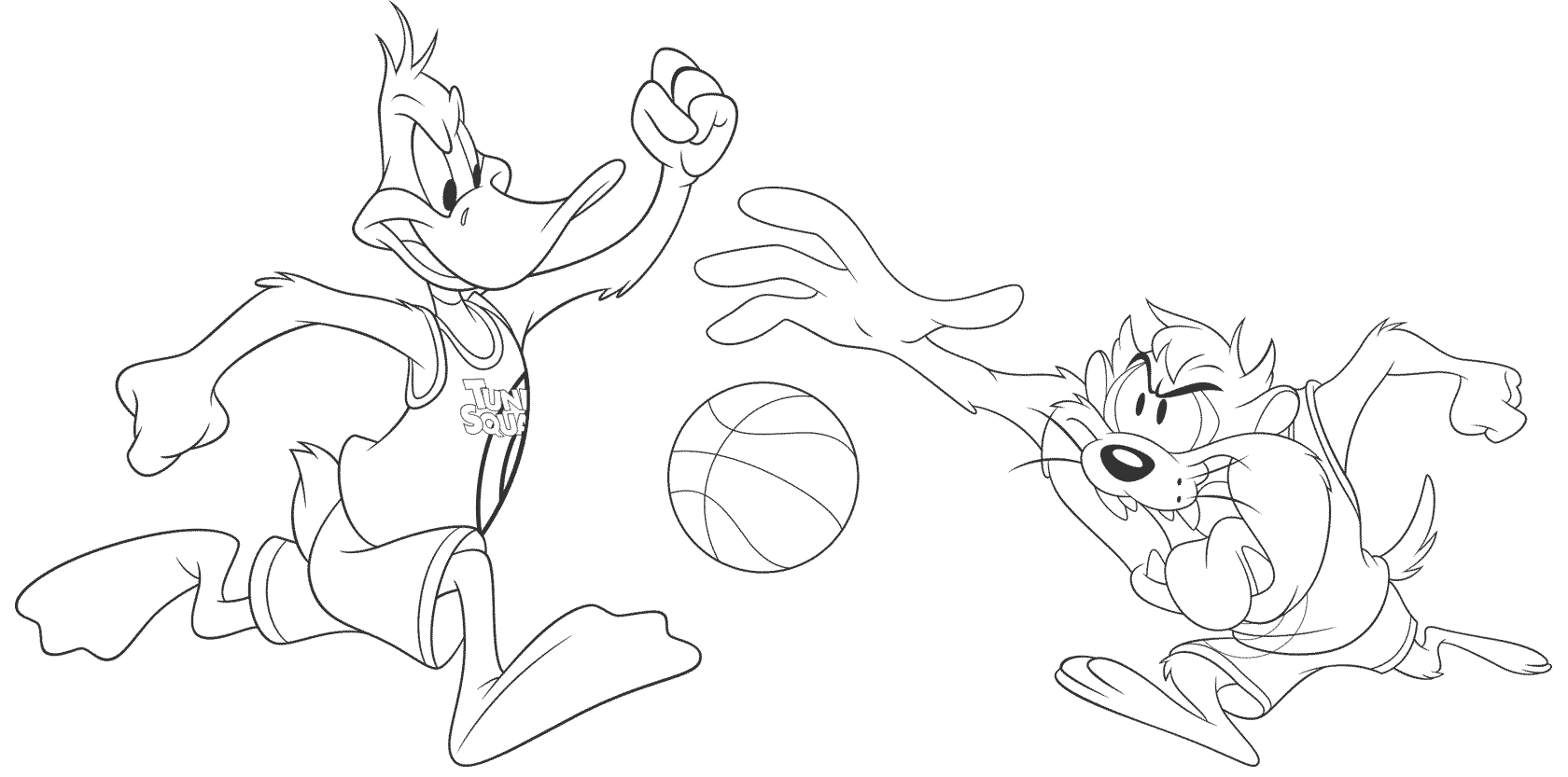 Coloriage Tune Squad de l'Espace Jam 2 en action - Space jam à imprimer