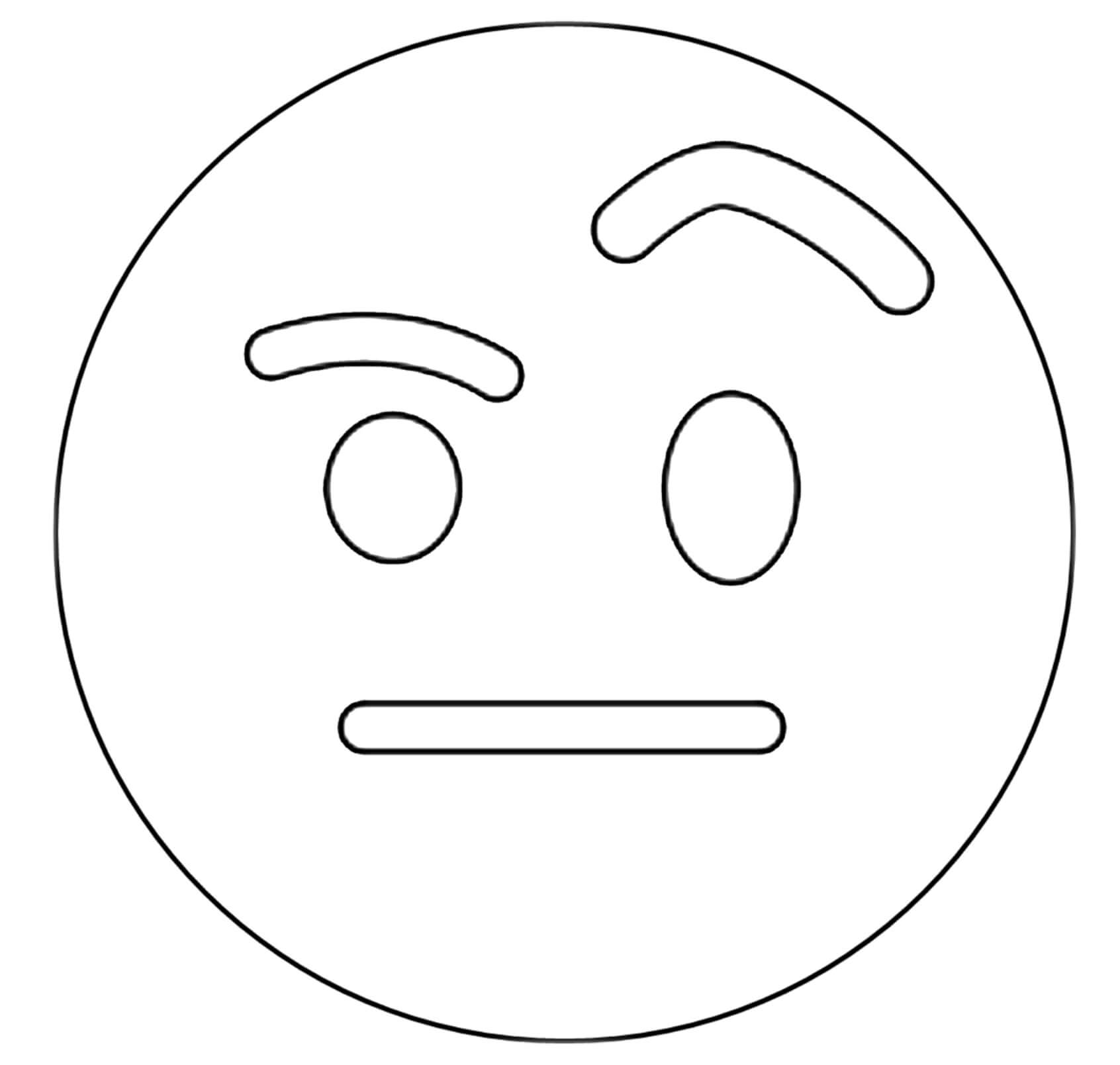 Coloriage Twitter Raised Eyebrow Emoji - Emoji à imprimer