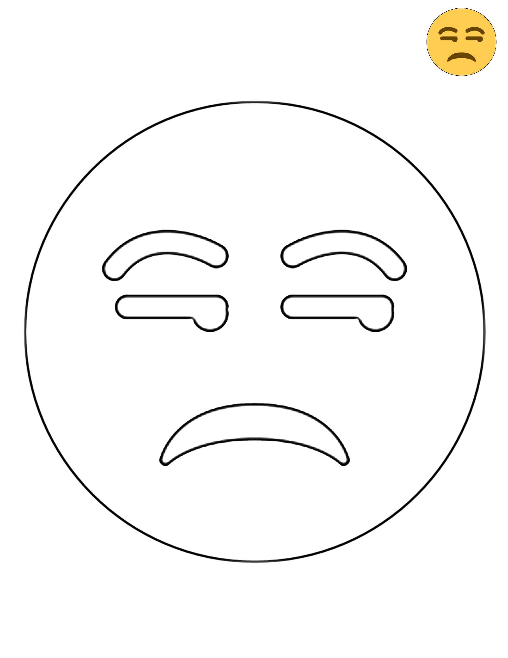 Coloriage Twitter Unamused Face Emoji - Emoji à imprimer
