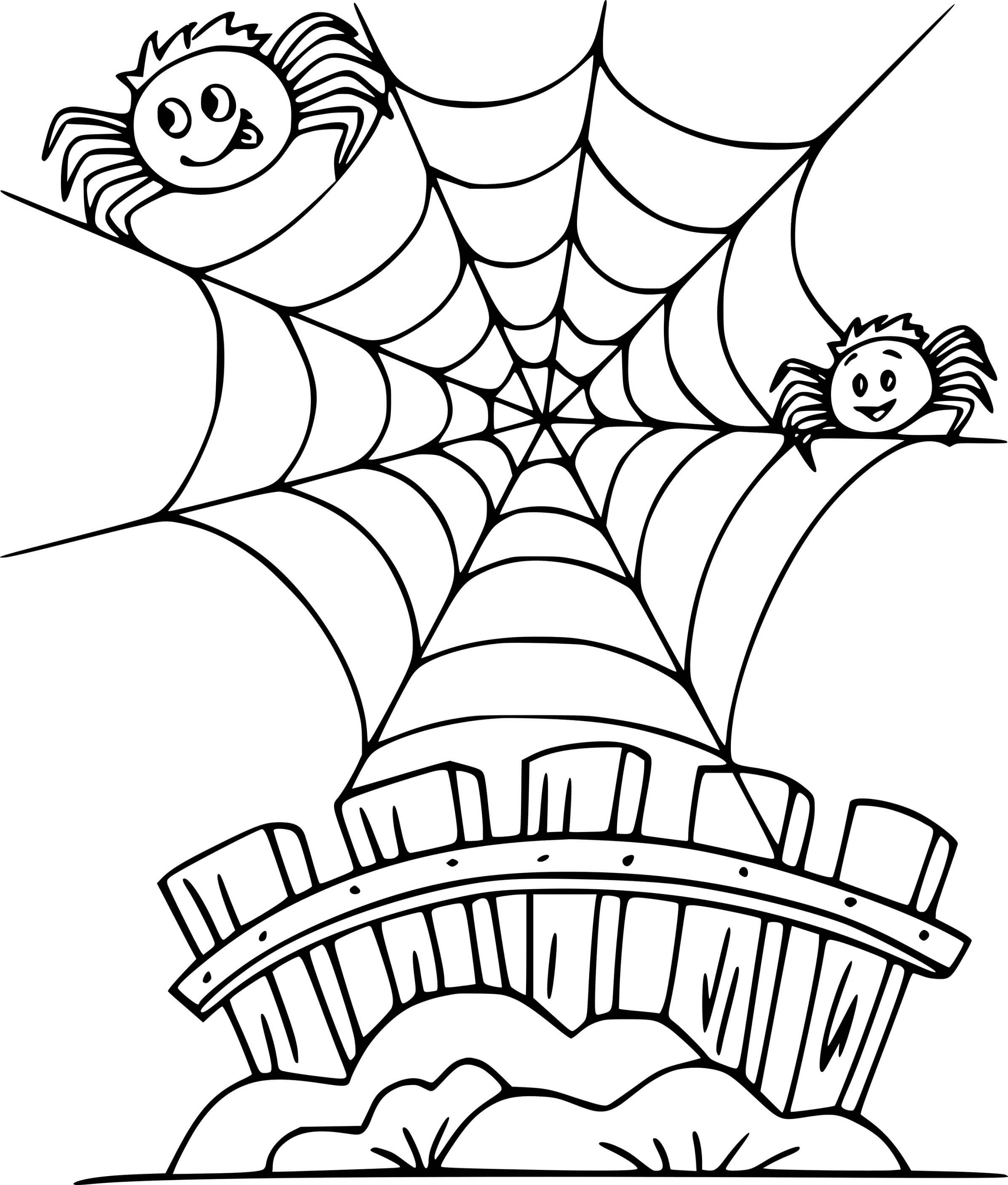 Coloriage Deux araignées amusantes - Araignée à imprimer