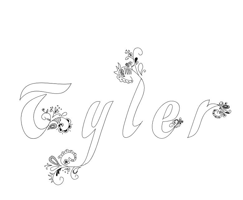 Coloriage Tyler - Prénom à imprimer