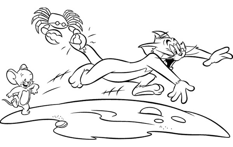 Coloriage Un Crabe Pince La Queue De Tom - Tom et jerry à imprimer