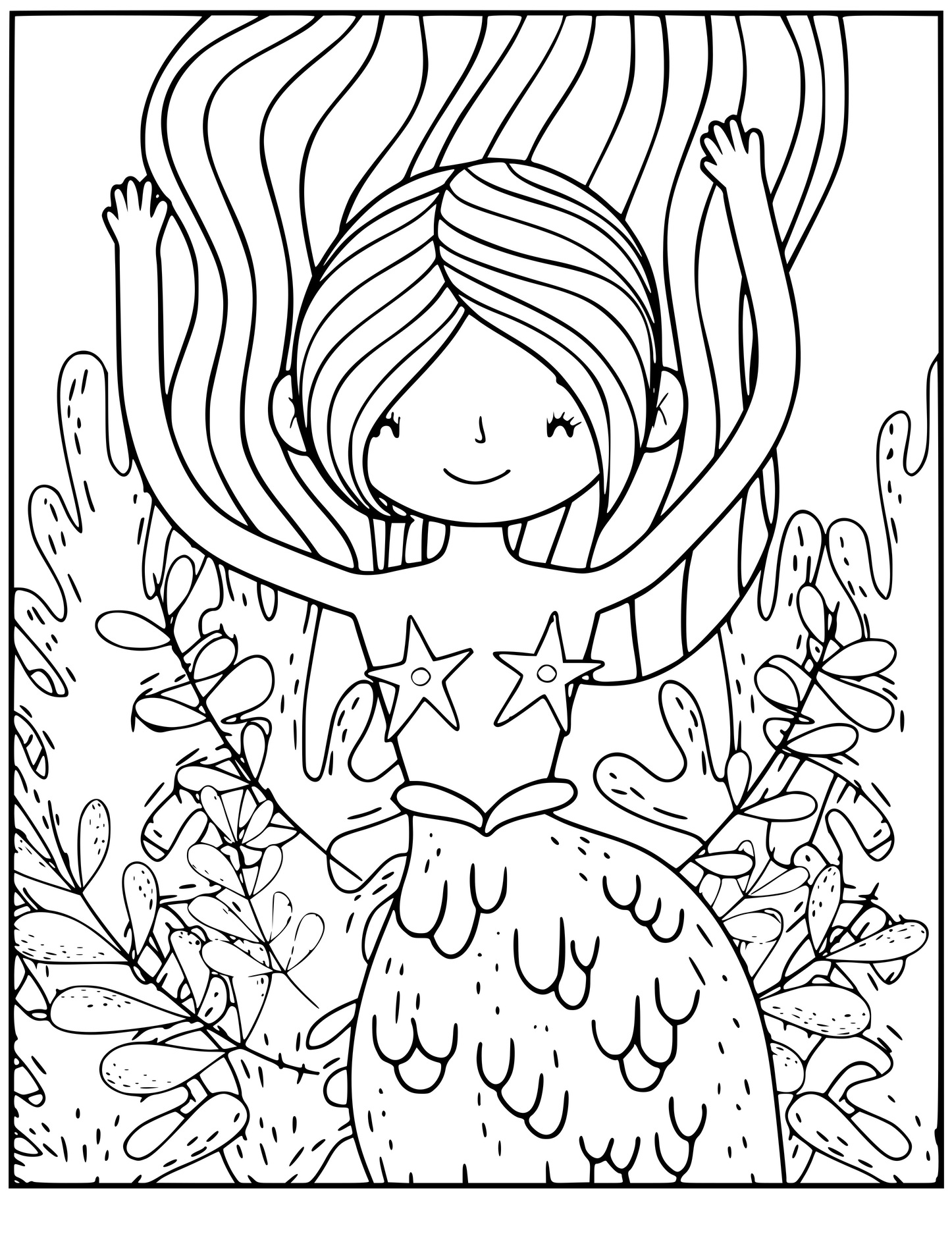 Coloriage Une Jolie Sirène Qui Fait Du Yoga Pour Le Plaisir - Sirène à imprimer