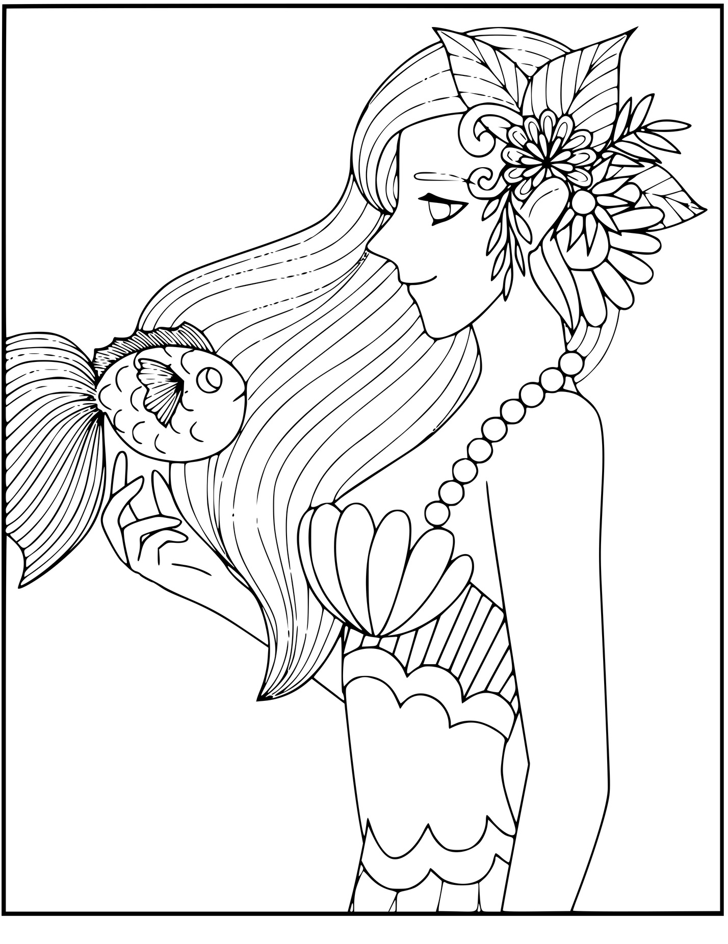 Coloriage Une Sirène Intelligente Avec Un Ami Poisson - Sirène à imprimer