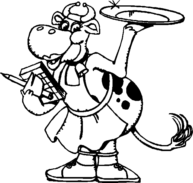 Coloriage Vache En Serveuse - Animaux à imprimer