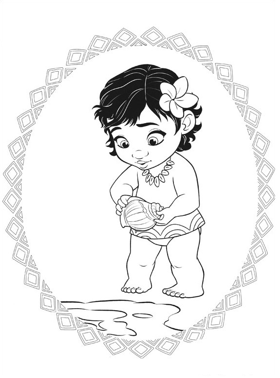 Coloriage Vaiana Waialiki Bébé - Vaiana moana à imprimer