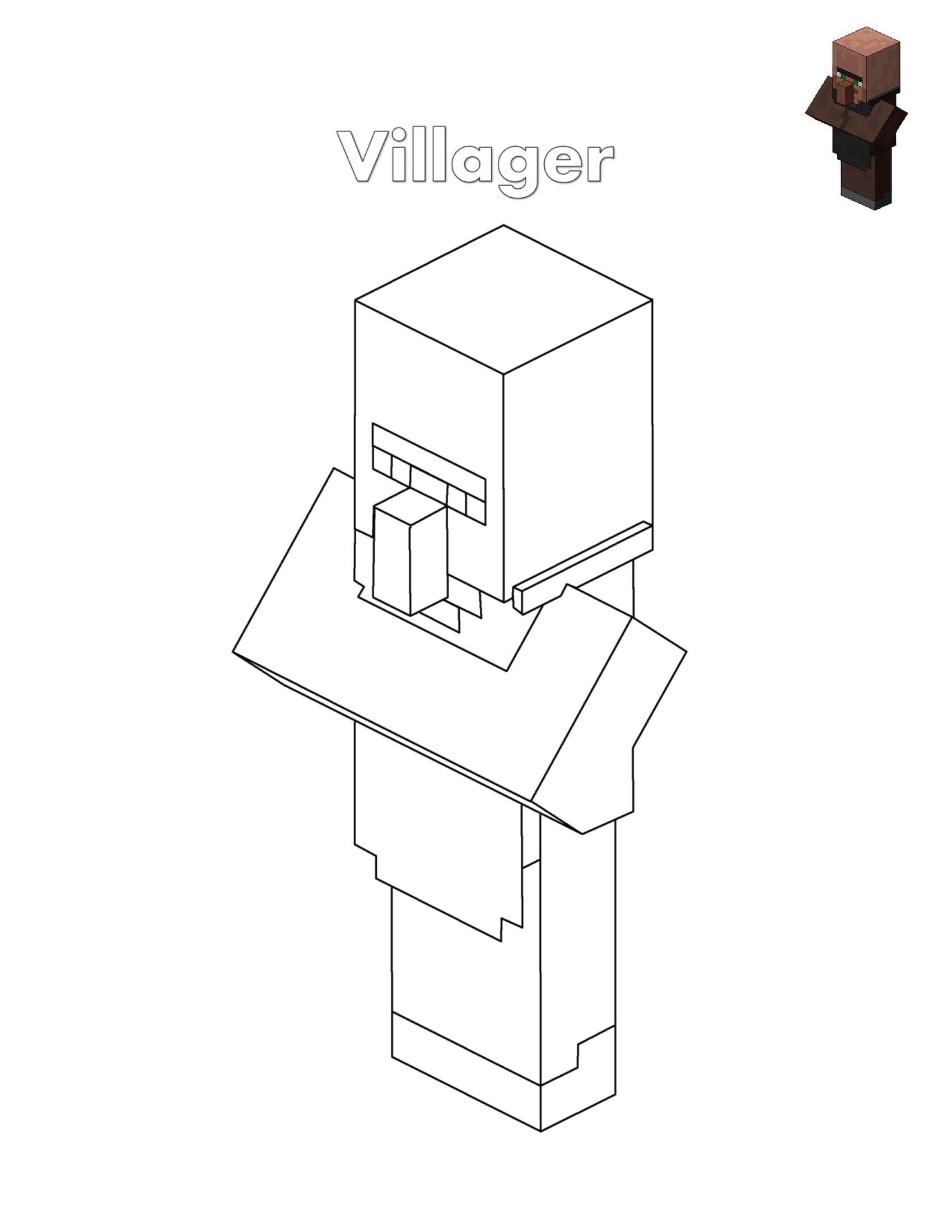 Coloriage Villager Minecraft - Minecraft à imprimer