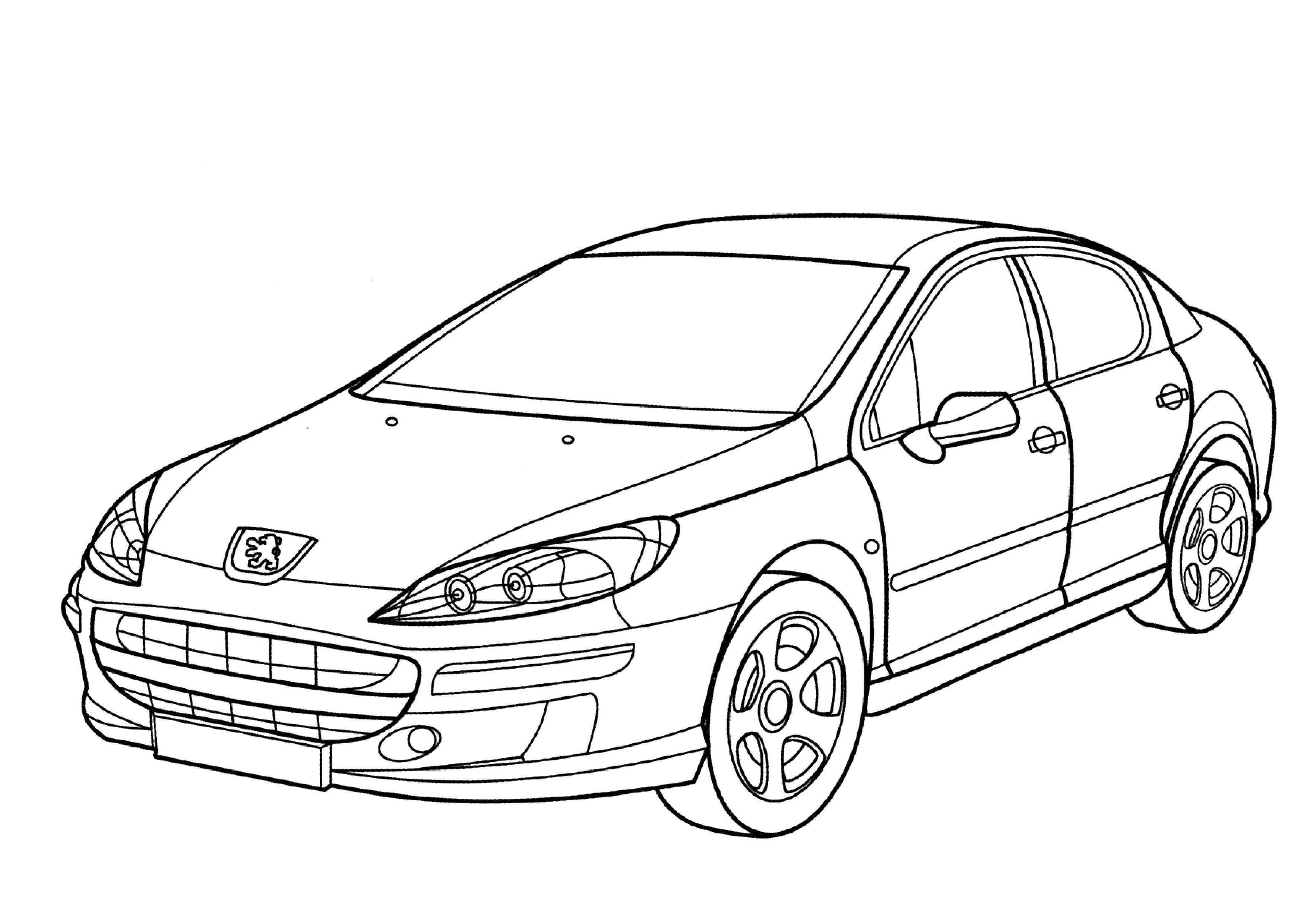 Coloriage Peugeot 407 élégante en profil - Voiture à imprimer