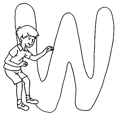 Coloriage W Jean Christophe - Alphabet à imprimer