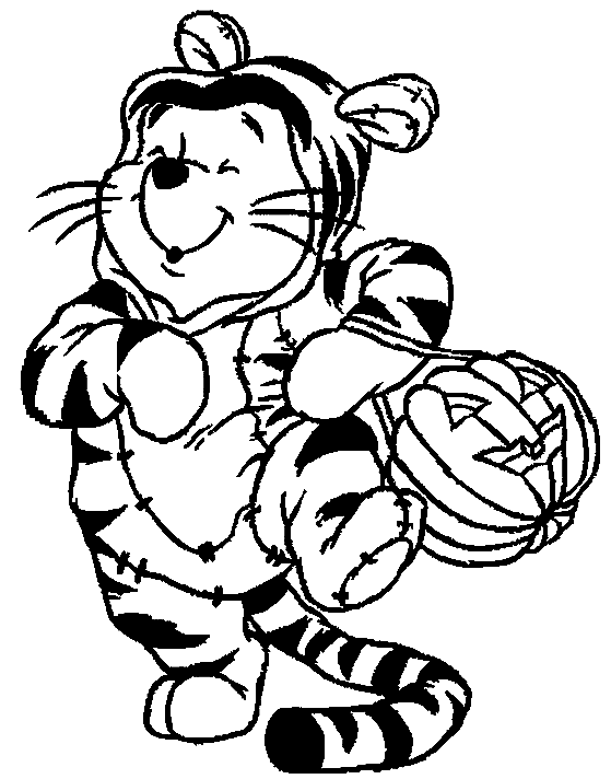 Coloriage Winnie Est Déguisé En Tigrou - Halloween citrouille à imprimer