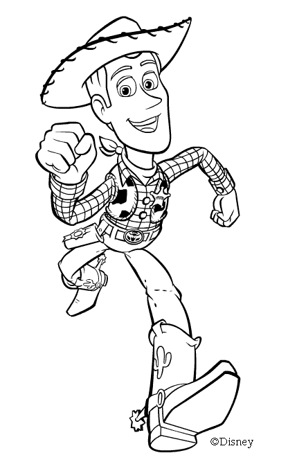 Coloriage Woody Court - Toy story à imprimer