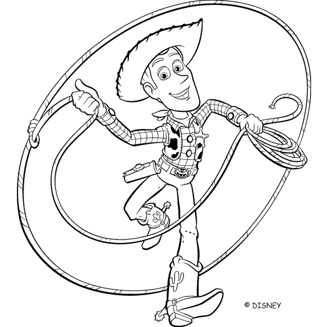 Coloriage Woody Et Son Lasso - Toy story à imprimer