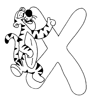 Coloriage X Tigrou - Alphabet à imprimer