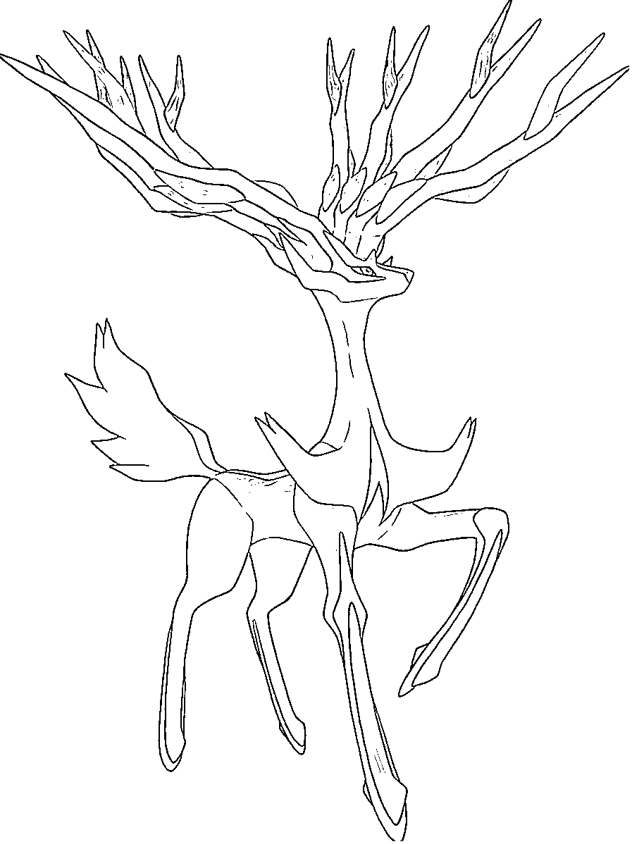 Coloriage Xerneas créature légendaire Pokémon XY - Pokémon légendaire à imprimer